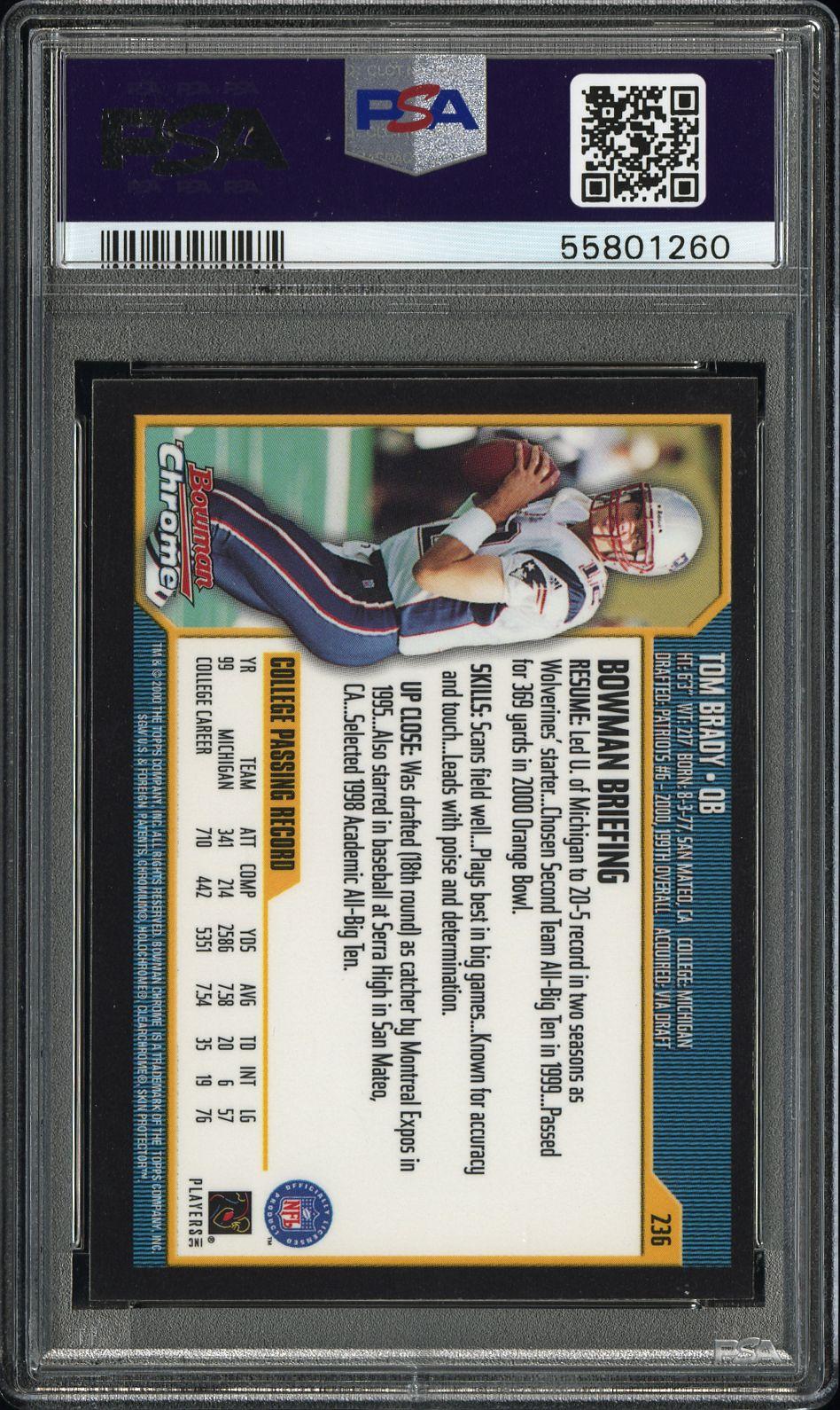 2000 Bowman Chrome #236 Tom Brady PSA 9 MINT