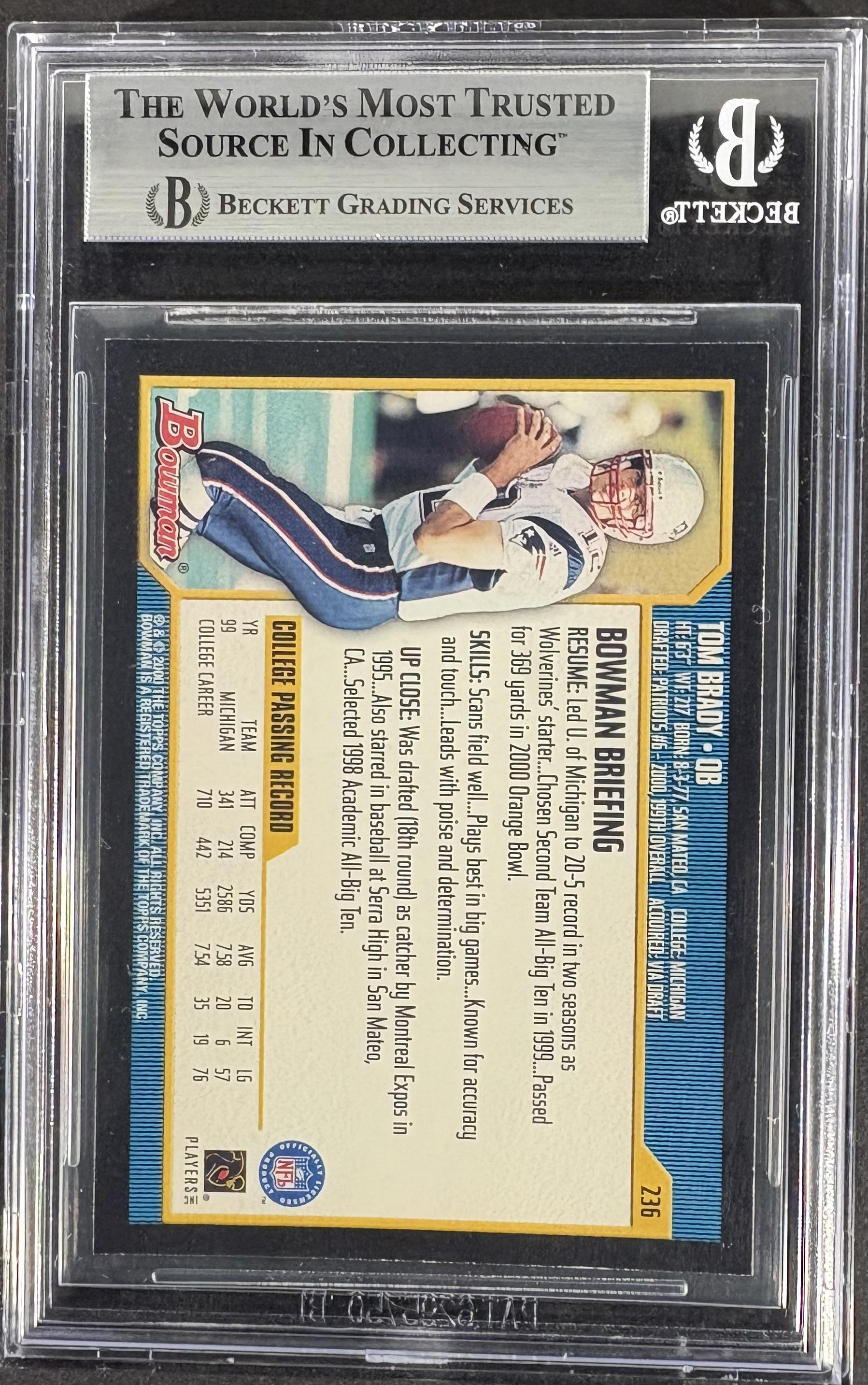 2000 Bowman #236 Tom Brady RC Rookie BGS 9 MINT