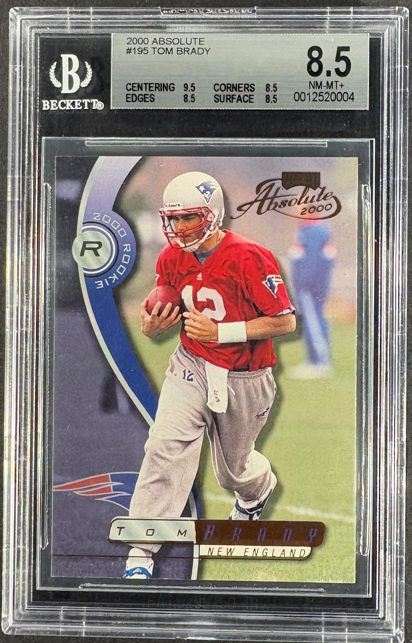 2000 Playoff Absolute #195 Tom Brady RC Rookie BGS 8.5 #/3000 NM-MT+