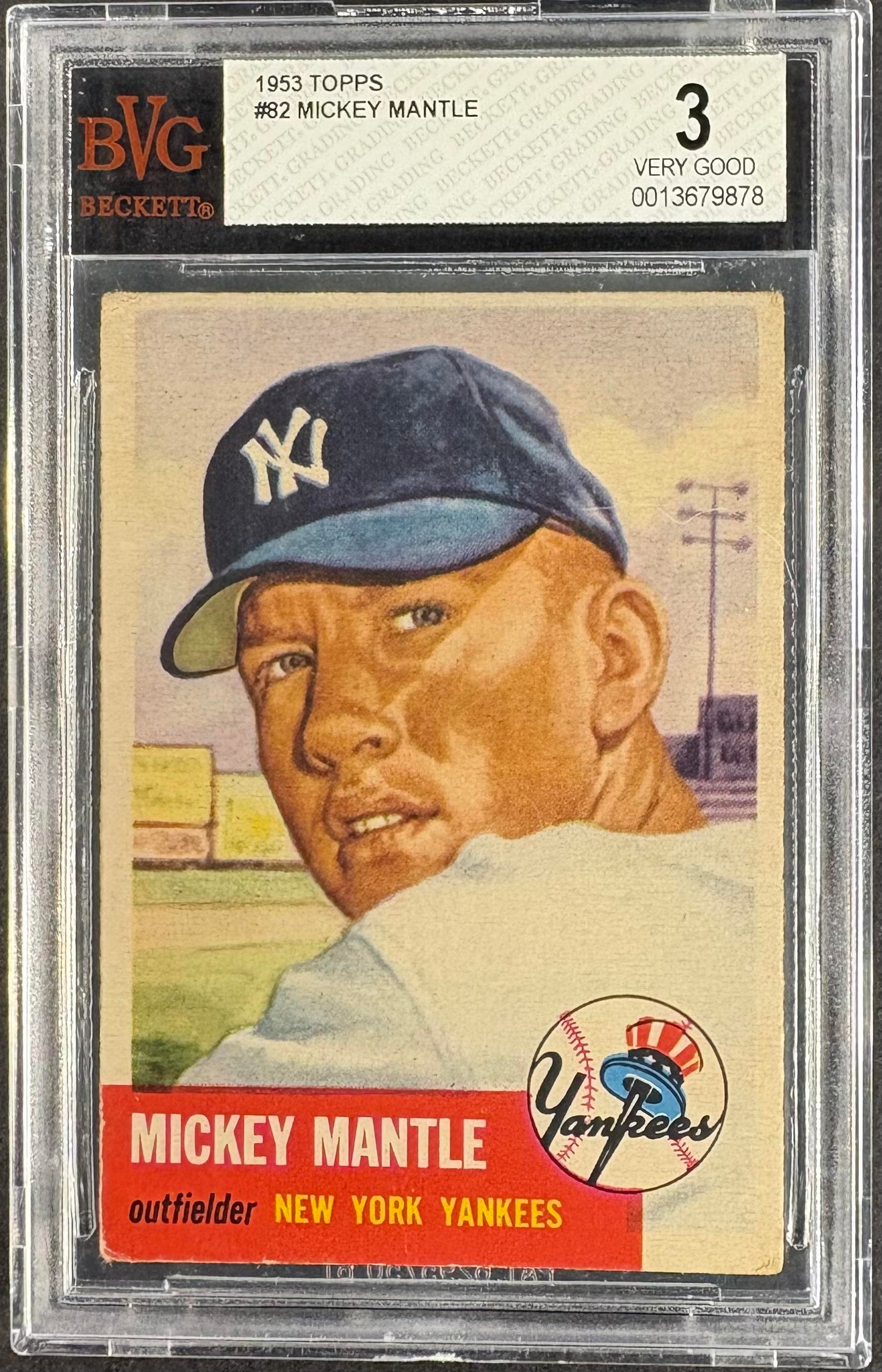 1953 Topps #82 Mickey Mantle BVG 3 VG Nice Color