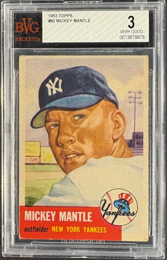 1953 Topps #82 Mickey Mantle BVG 3 VG Nice Color