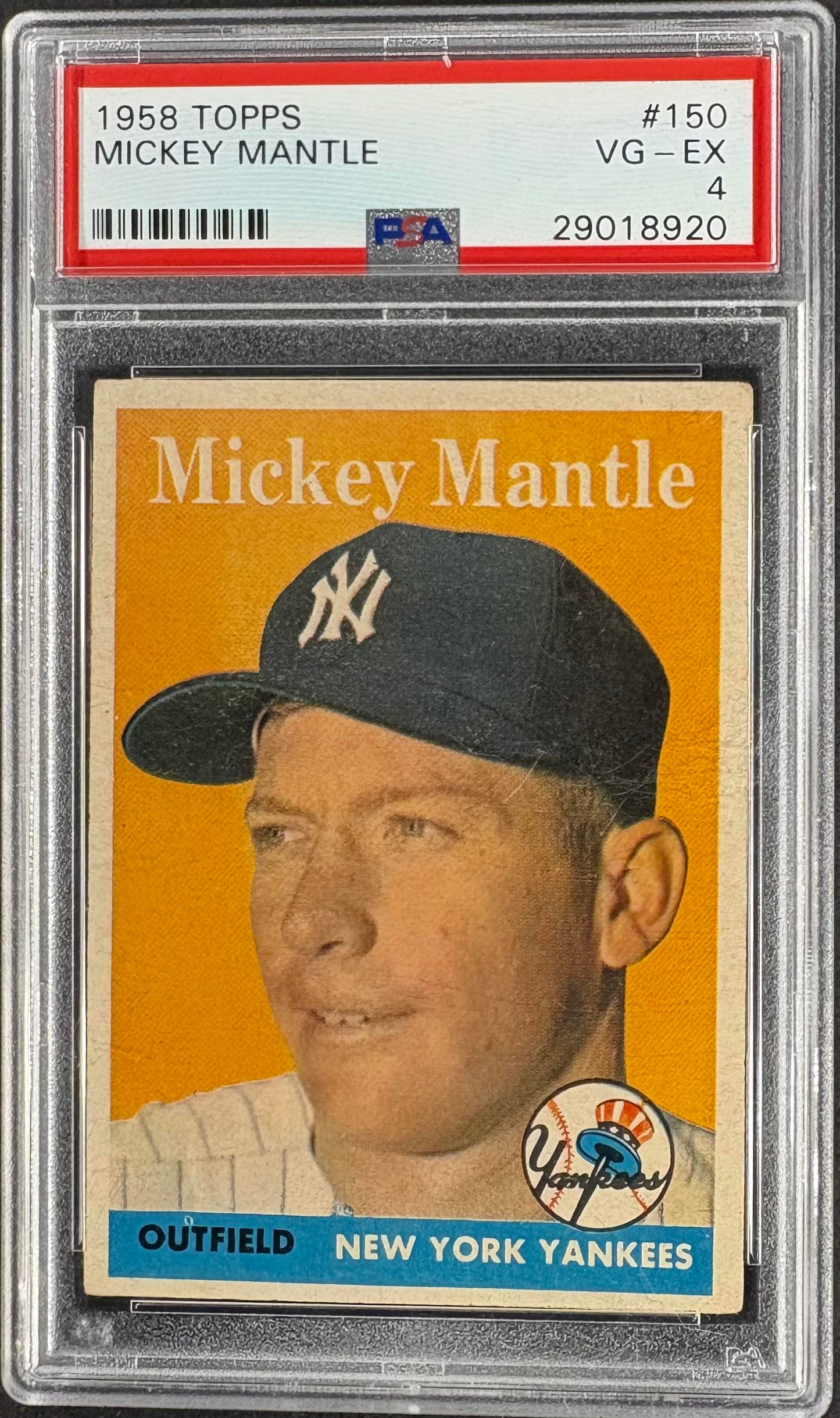 1958 Topps #150 Mickey Mantle PSA 4 VG-EX New Label