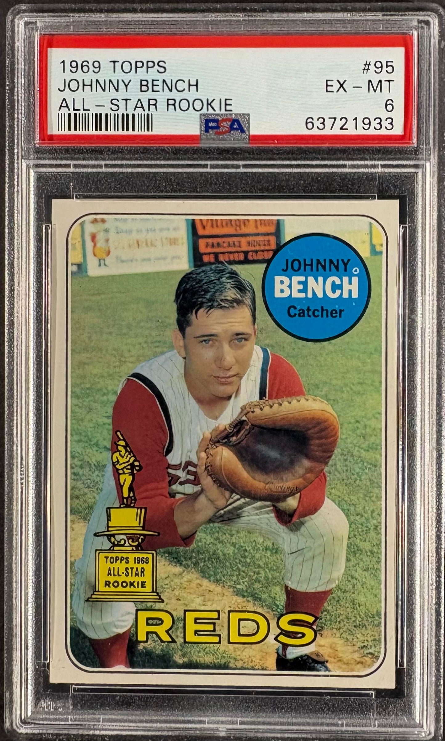 1969 Topps #95 Johnny Bench PSA 6 EX-MT New Label