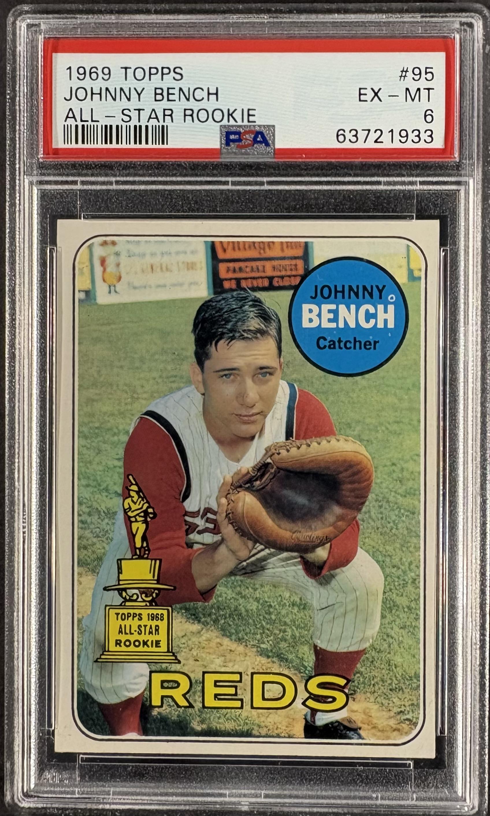1969 Topps #95 Johnny Bench PSA 6 EX-MT New Label