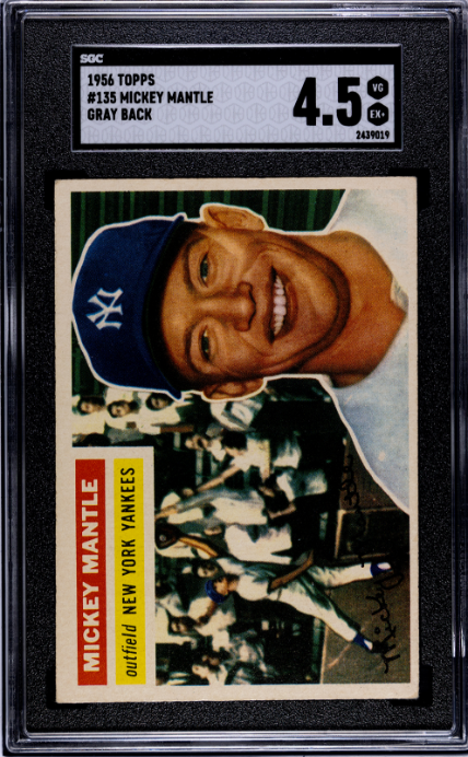 1956 Topps #135 Mickey Mantle Gray Back SGC 4.5 VG-EX+