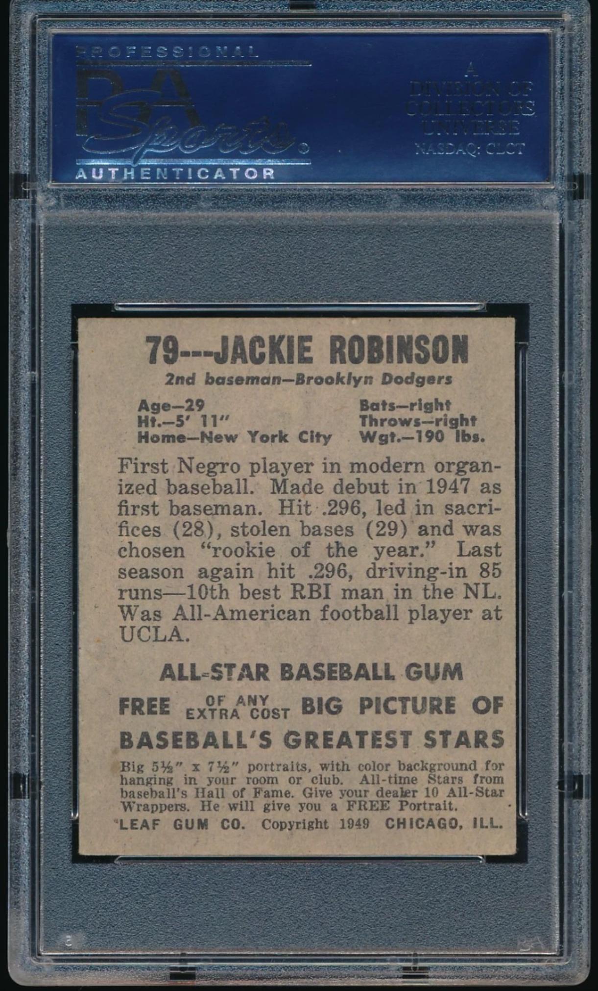 1948-49 Leaf #79 Jackie Robinson RC Rookie PSA 4 VG-EX Sharp + Nice Color