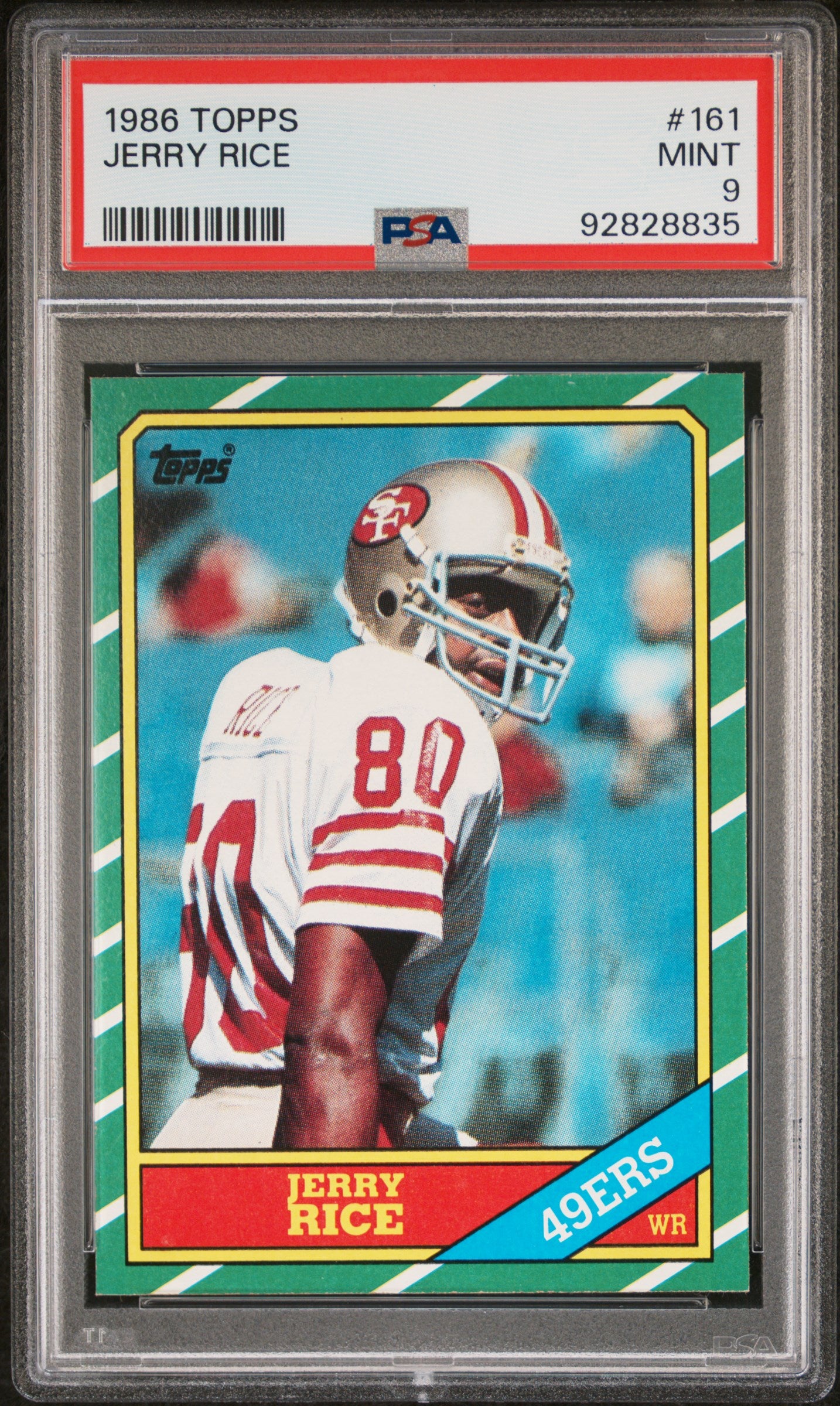 1986 Topps #161 Jerry Rice RC Rookie PSA 9 MINT New Label