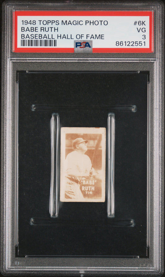 1948 Topps Magic Photo Baseball Hall Of Fame #6K Babe Ruth PSA 3 VG