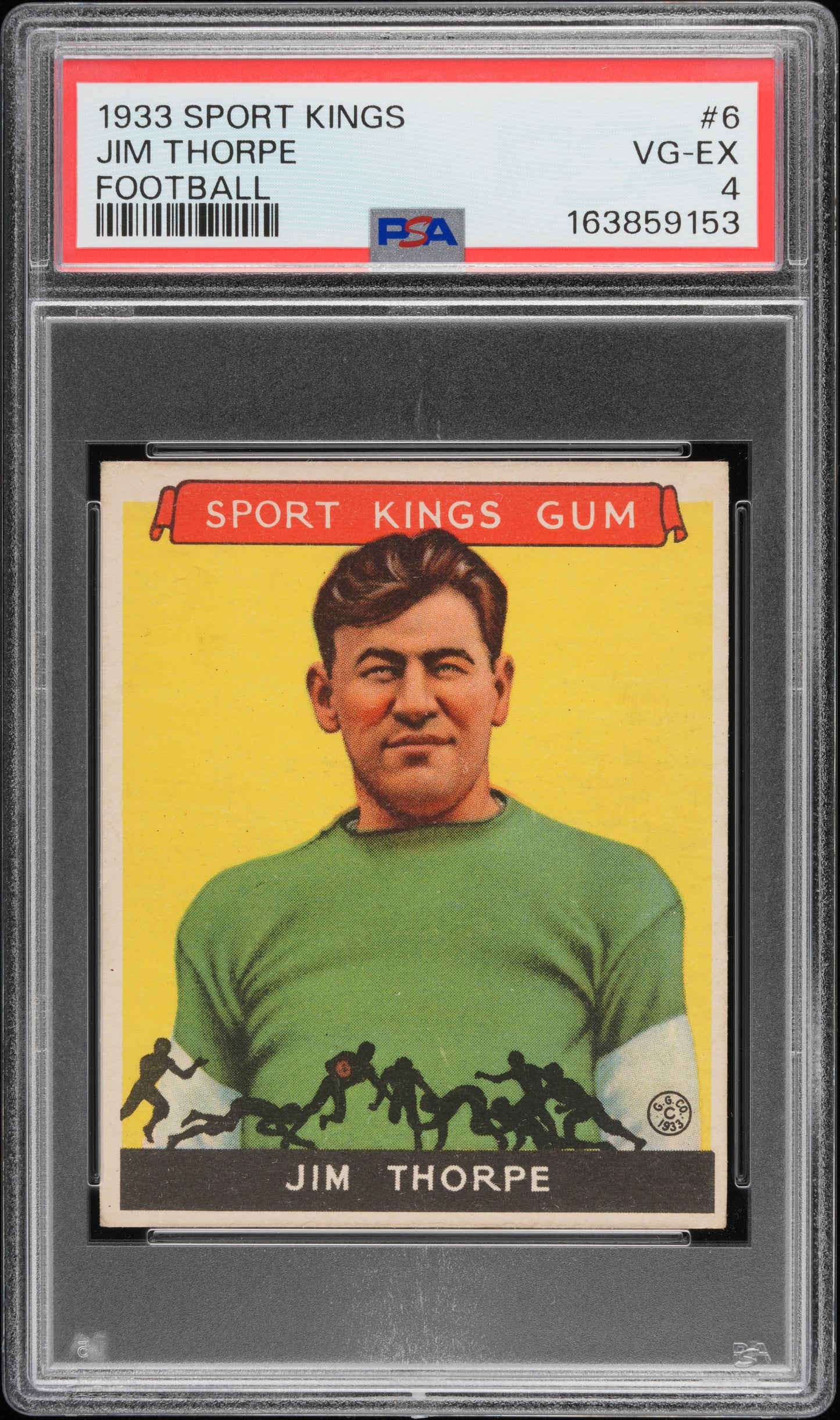 1933 Sport Kings #6 Jim Thorpe Football PSA 4 VG-EX STUNNING New Label
