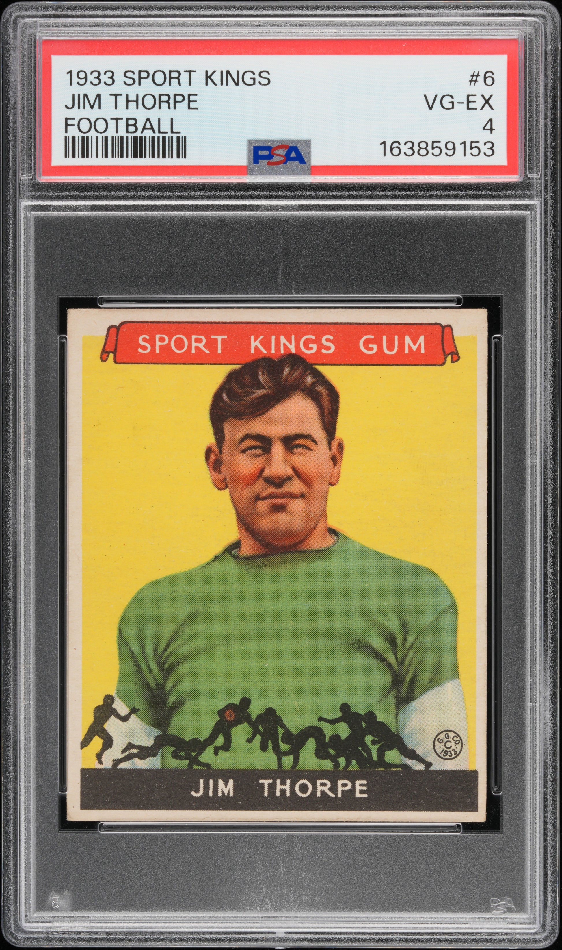 1933 Sport Kings #6 Jim Thorpe Football PSA 4 VG-EX STUNNING New Label