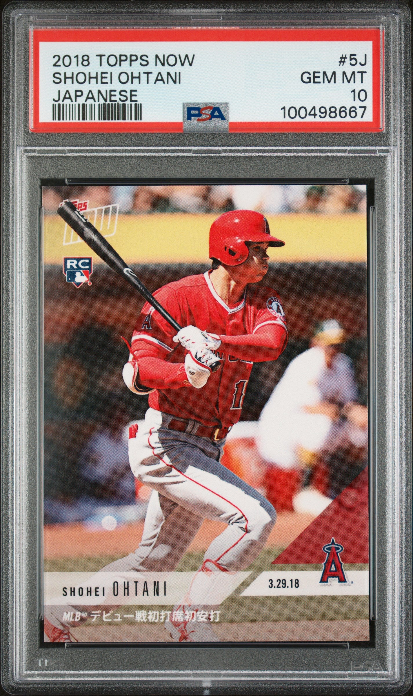 2018 Topps Now #5J Shohei Ohtani Japanese PSA 10 GEM MINT