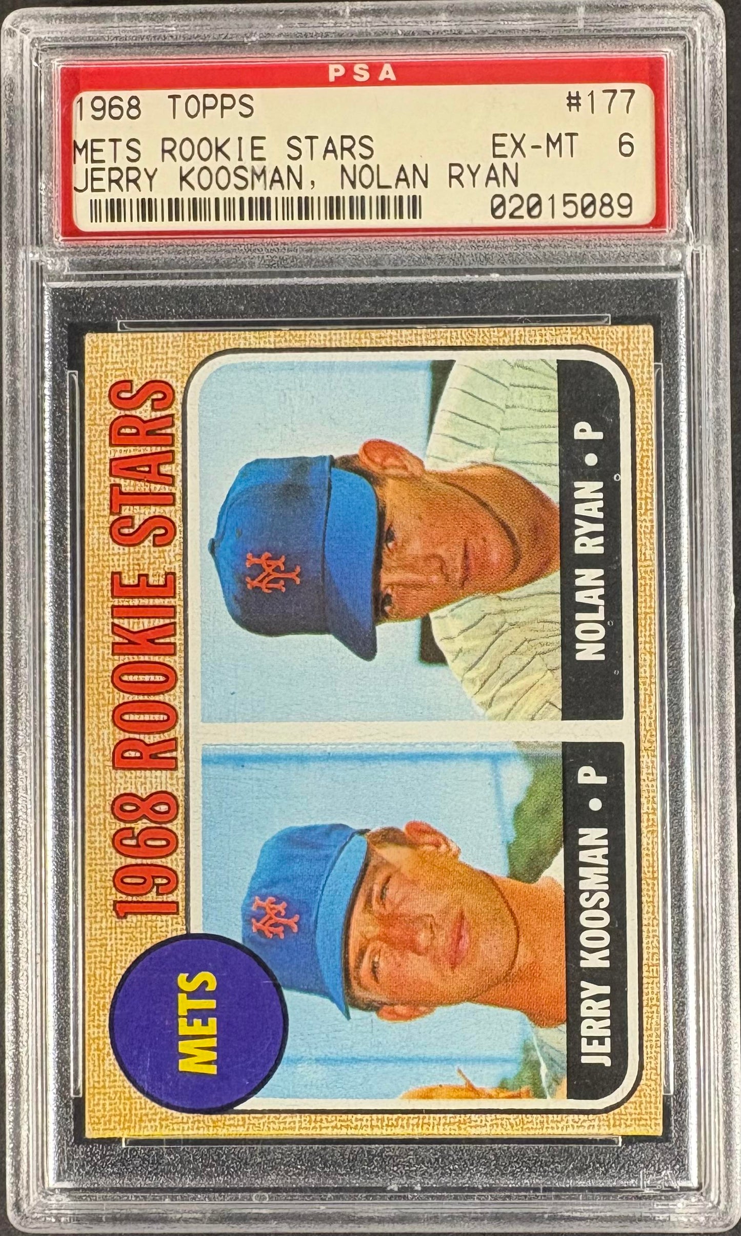 1968 Topps #177 Nolan Ryan RC Rookie PSA 6 EX-MT Well Centered