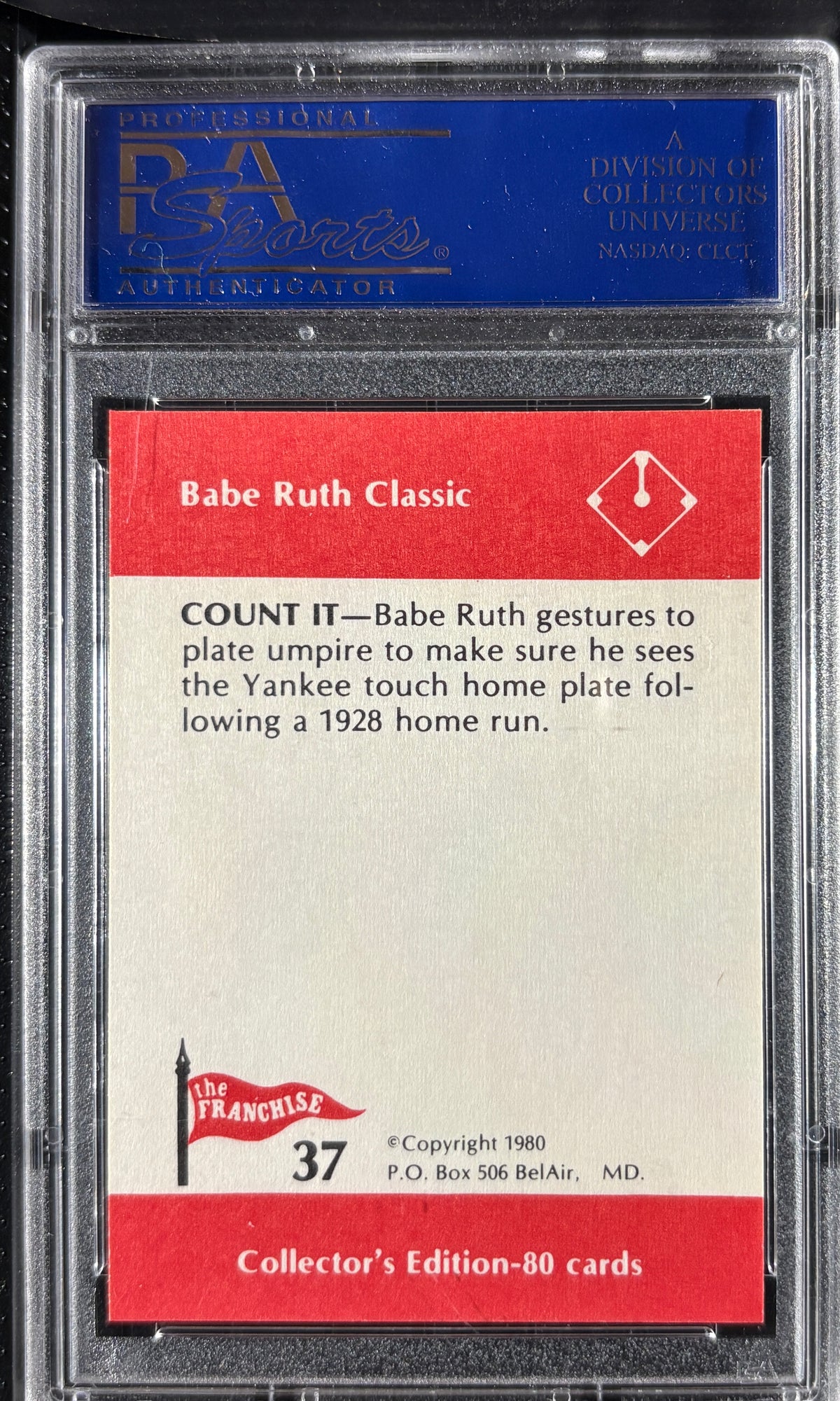 1980 Franchise Babe Ruth #37 Count It PSA 10 GEM MT