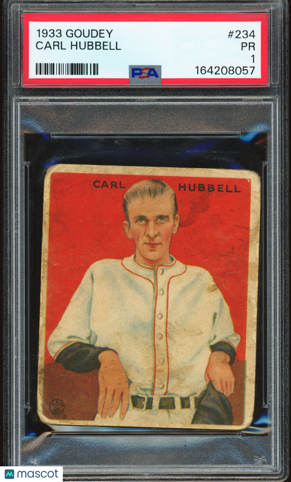 1933 Goudey #234 Carl Hubbell PSA 1 New Label