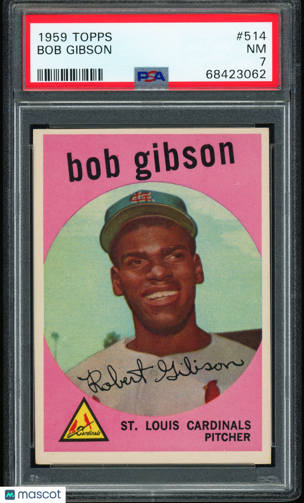 1959 Topps #514 Bob Gibson RC Rookie PSA 7 NM Nice Color New Label