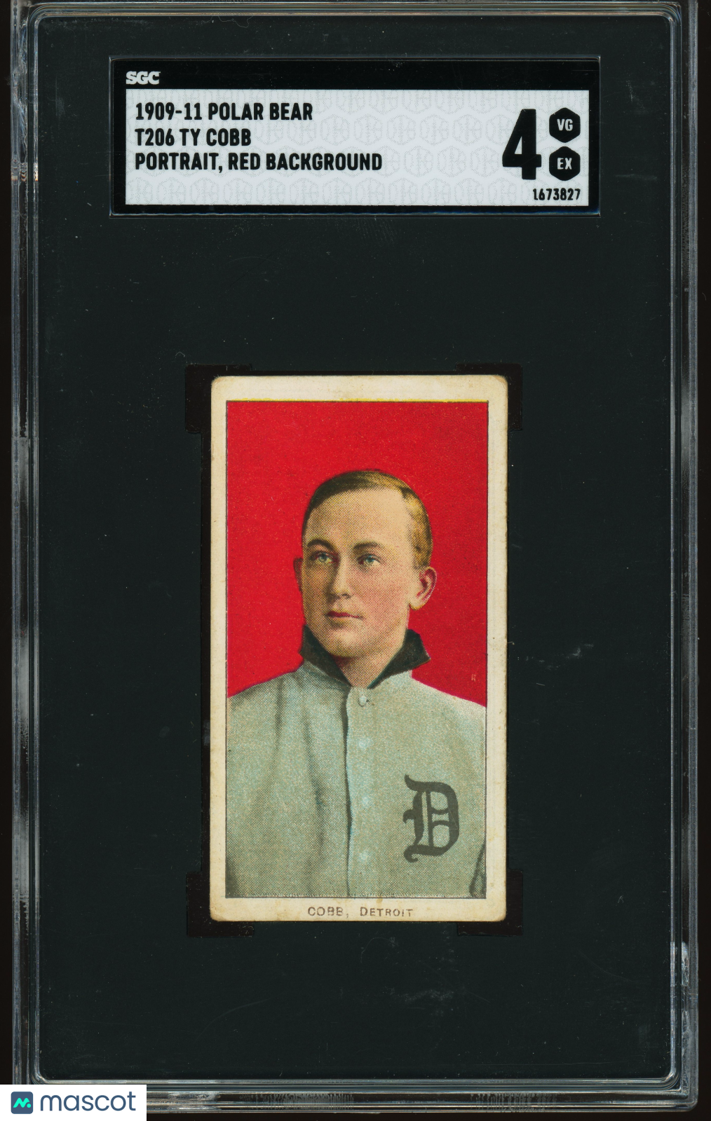 1910 T206 POLAR BEAR Ty Cobb Red Portrait SGC 4 VG-EX STUNNING COLOR