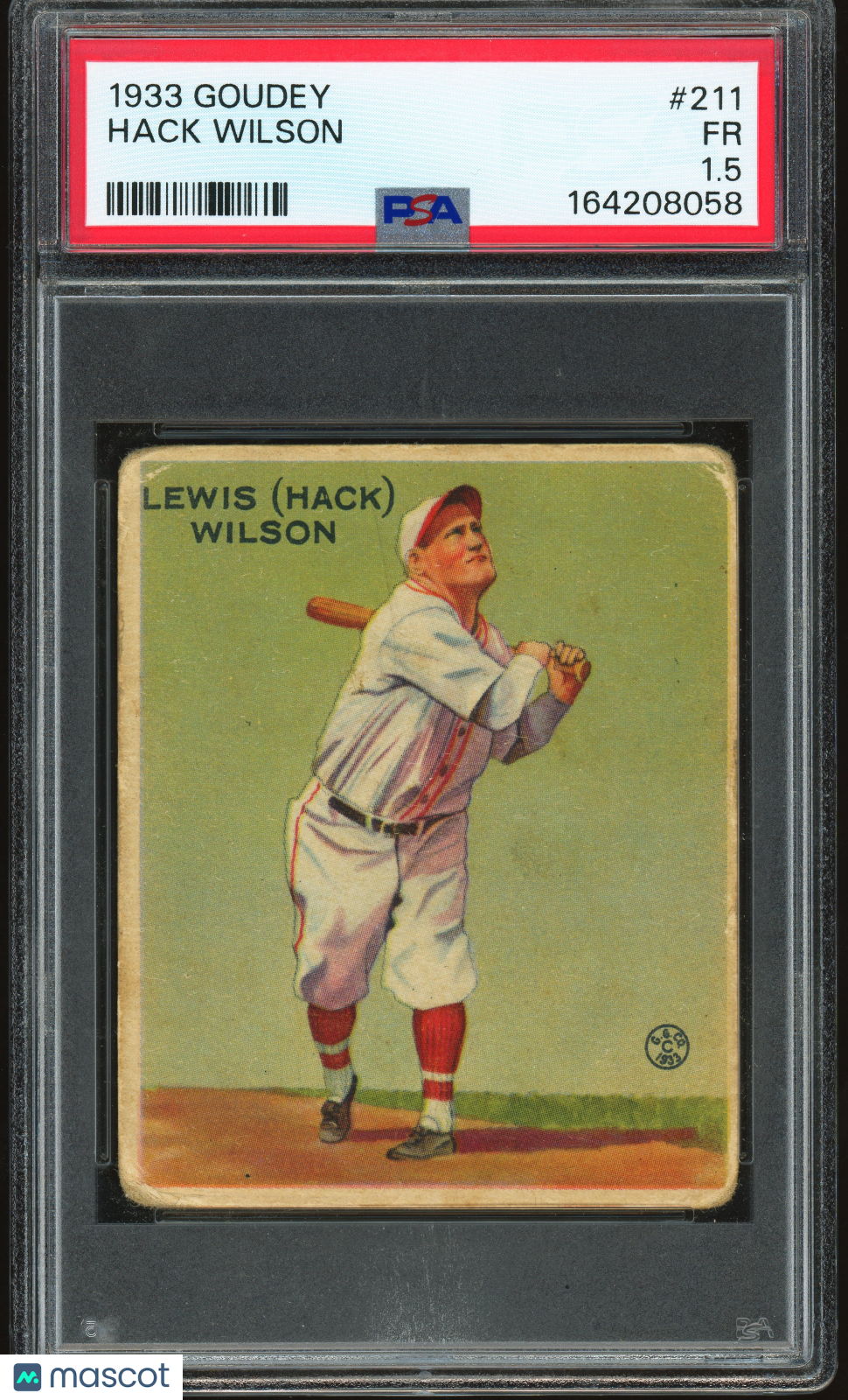 1933 Goudey #211 Hack Wilson PSA 1.5 New Label