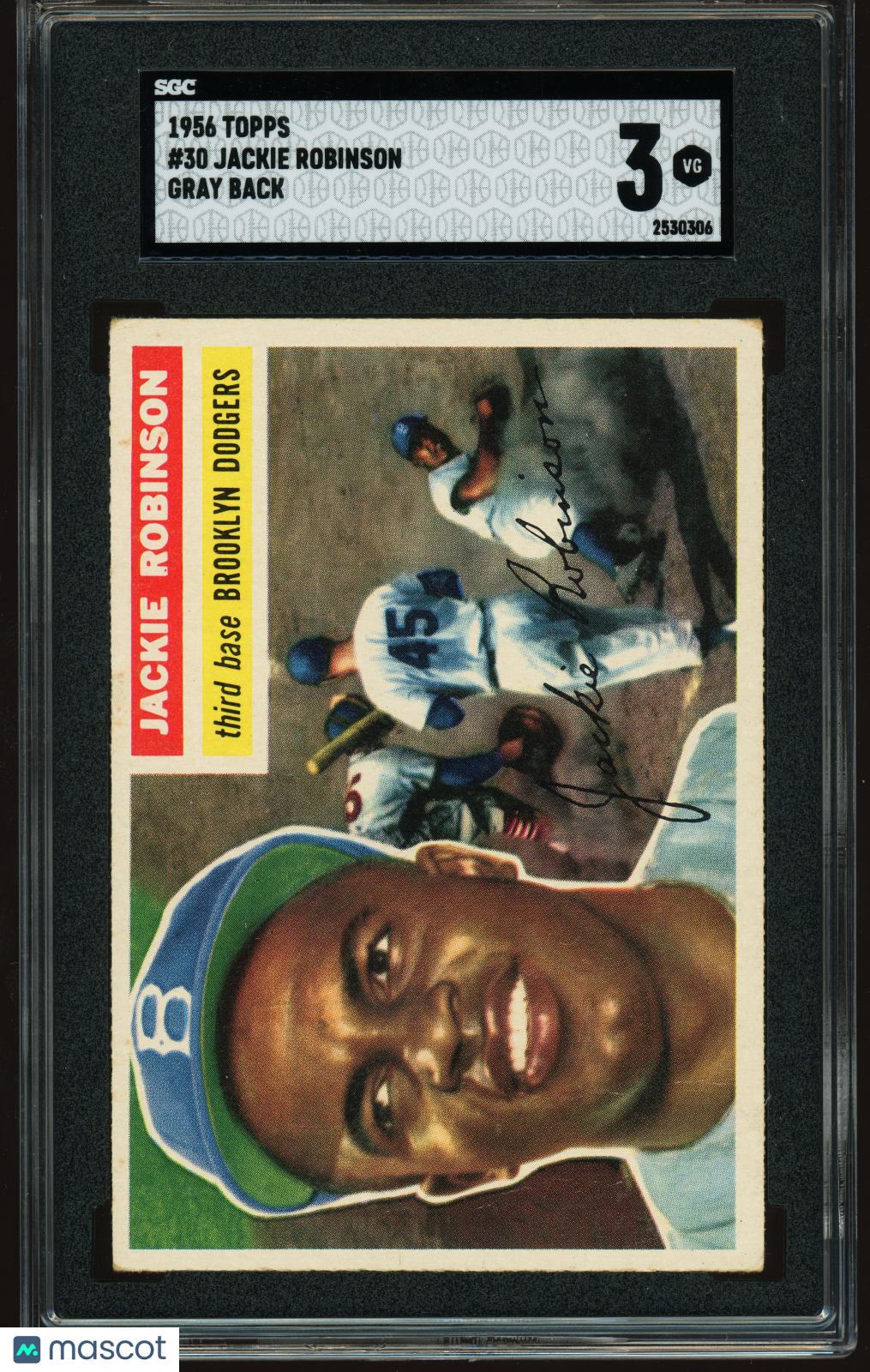 1956 Topps #30 Jackie Robinson Gray Back SGC 3 VG Nice Color