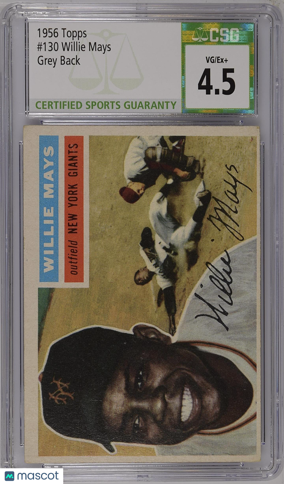 1956 Topps #130 Willie Mays Gray Back CGC 4.5 VG-EX+