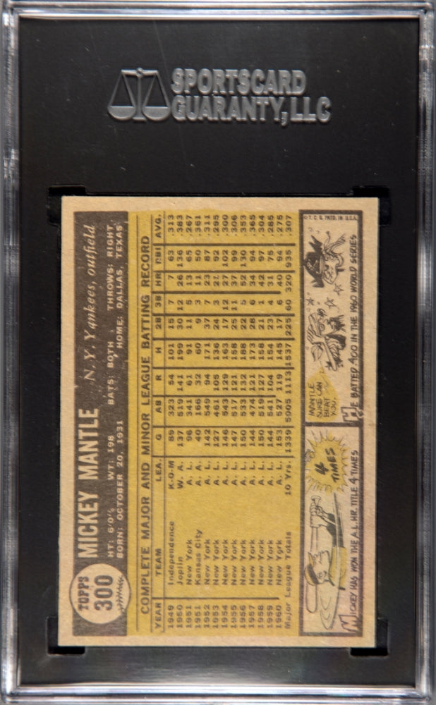 1961 Topps #300 Mickey Mantle SGC 5 EX