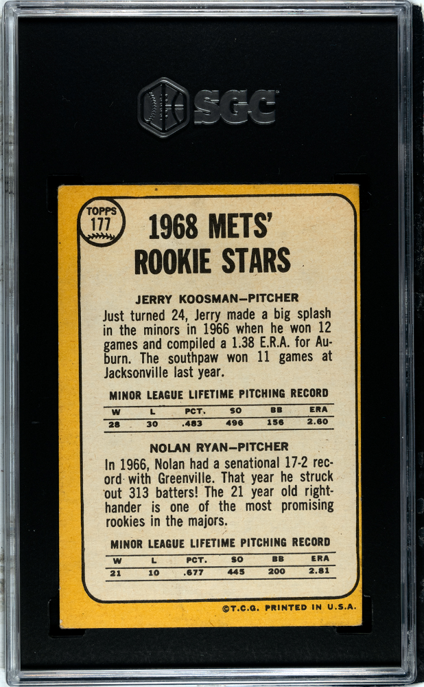 1968 Topps #177 Nolan Ryan RC SGC 2.5 GD+