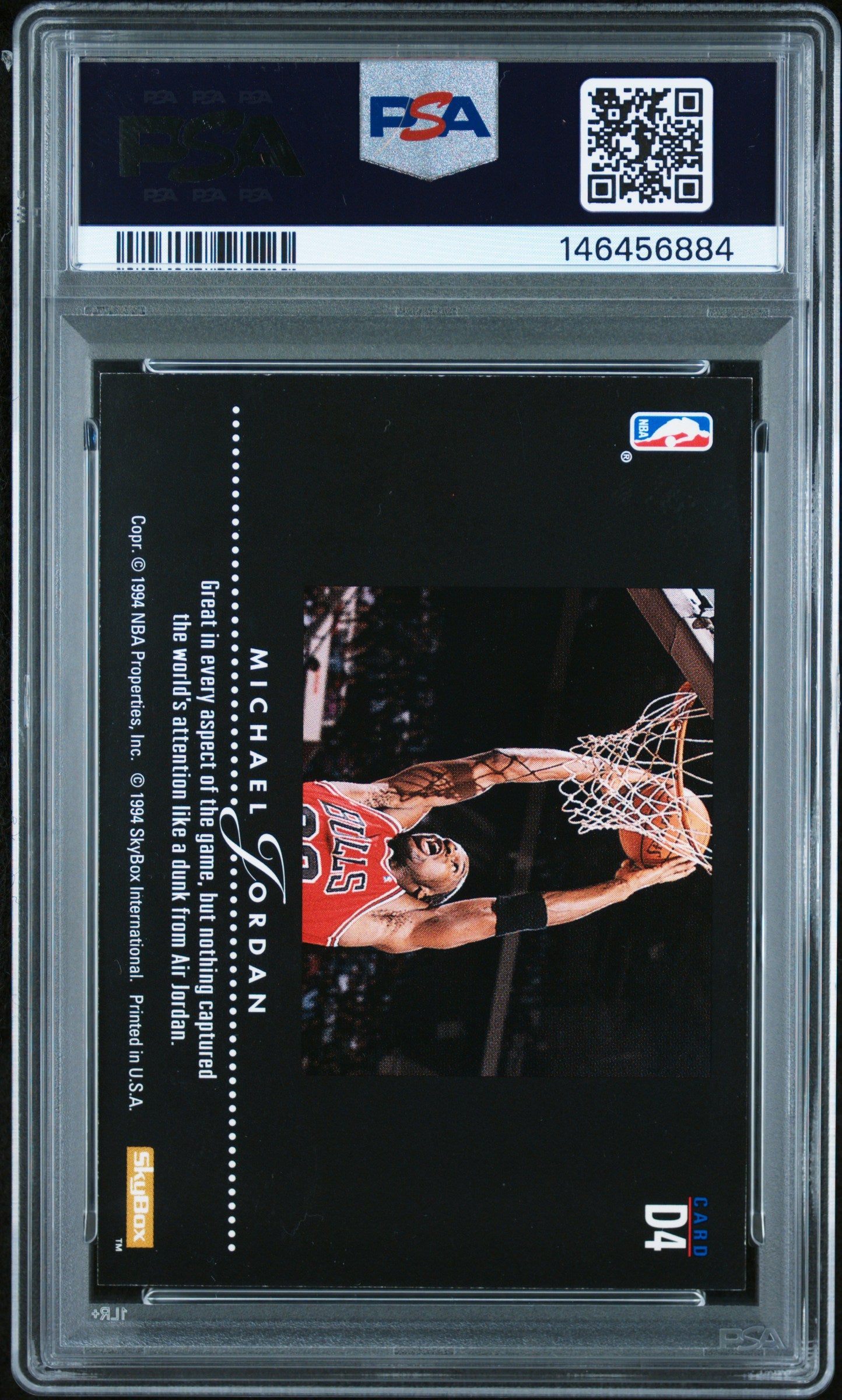 1993 Skybox Premium Dynamic Dunks Michael Jordan #D4 PSA 8 NM-MT