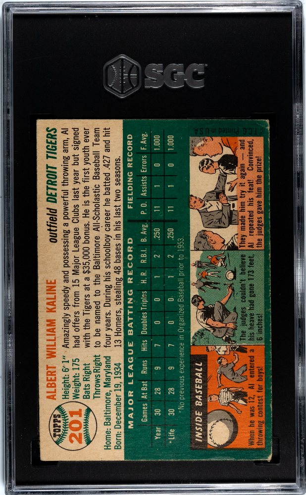1954 Topps #201 Al Kaline RC Rookie SGC 4.5 VG-EX+ Stunning Color