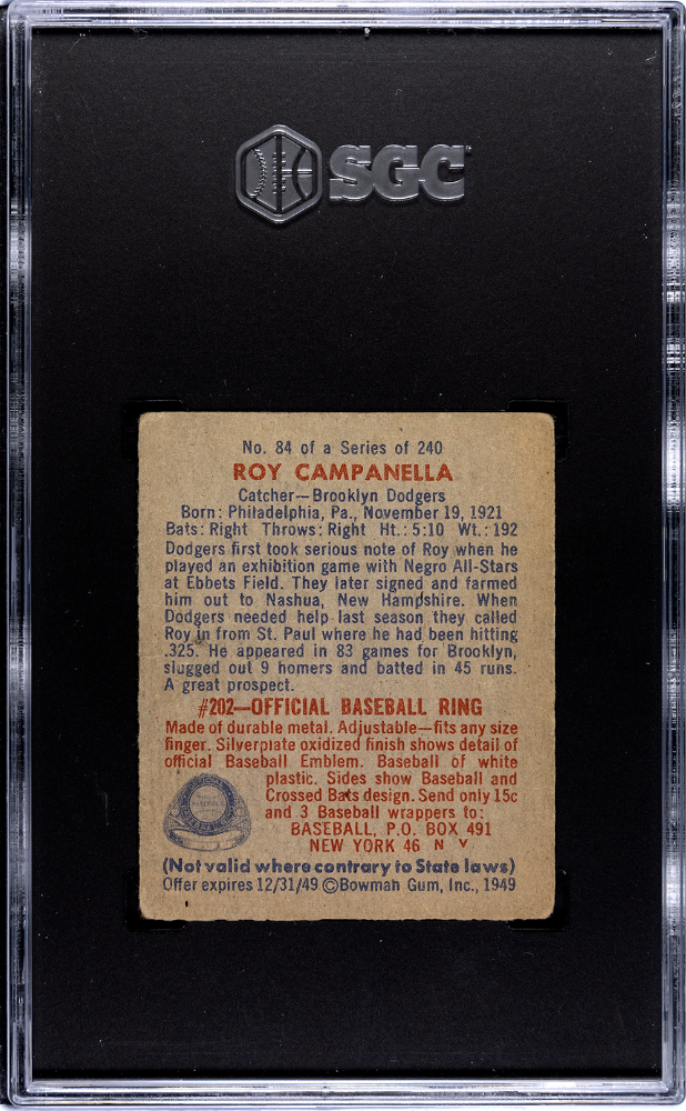 1949 Bowman #84 Roy Campanella RC Rookie SGC 3 VG Nice Color