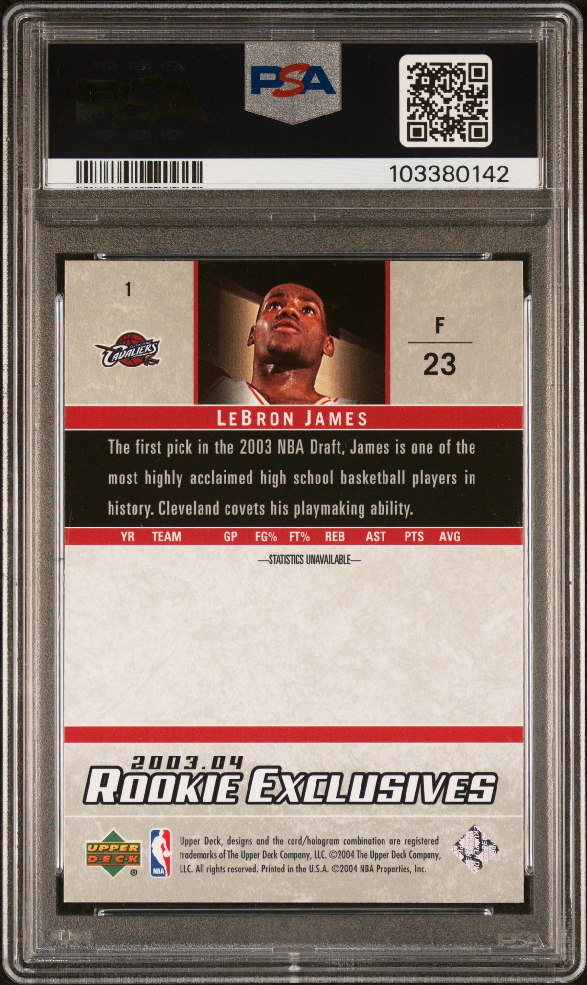 2003 Upper Deck Rookie Exclusives #1 LeBron James RC Rookie PSA 9 MINT