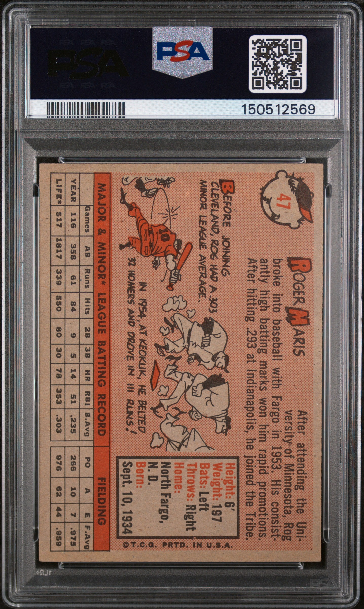 1958 Topps #47 Roger Maris RC Rookie PSA 5 EX Well Centered New Label