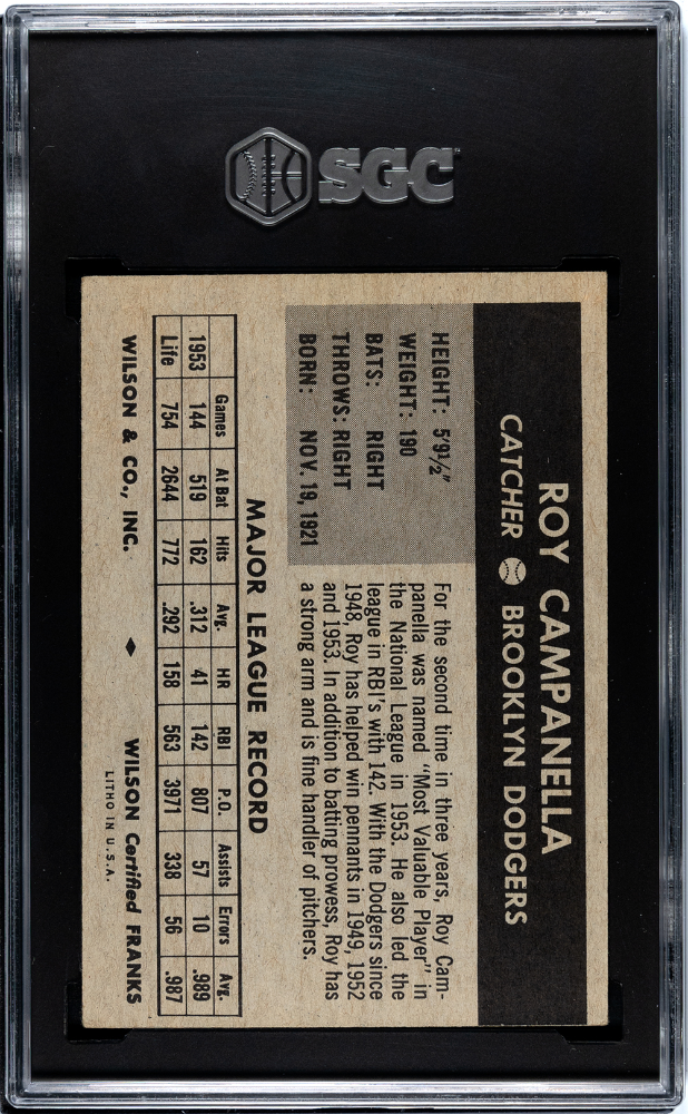 1954 Wilson Franks Roy Campanella SGC 3 VG CREASE FREE + SHARP