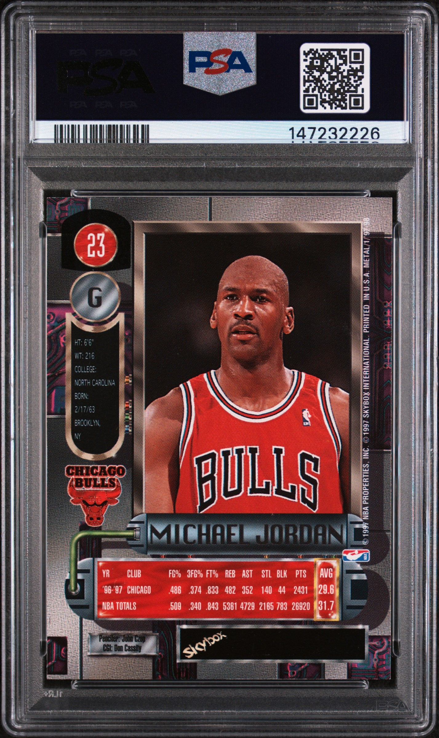 1997 Metal Universe Michael Jordan #23 PSA 8 NM-MT
