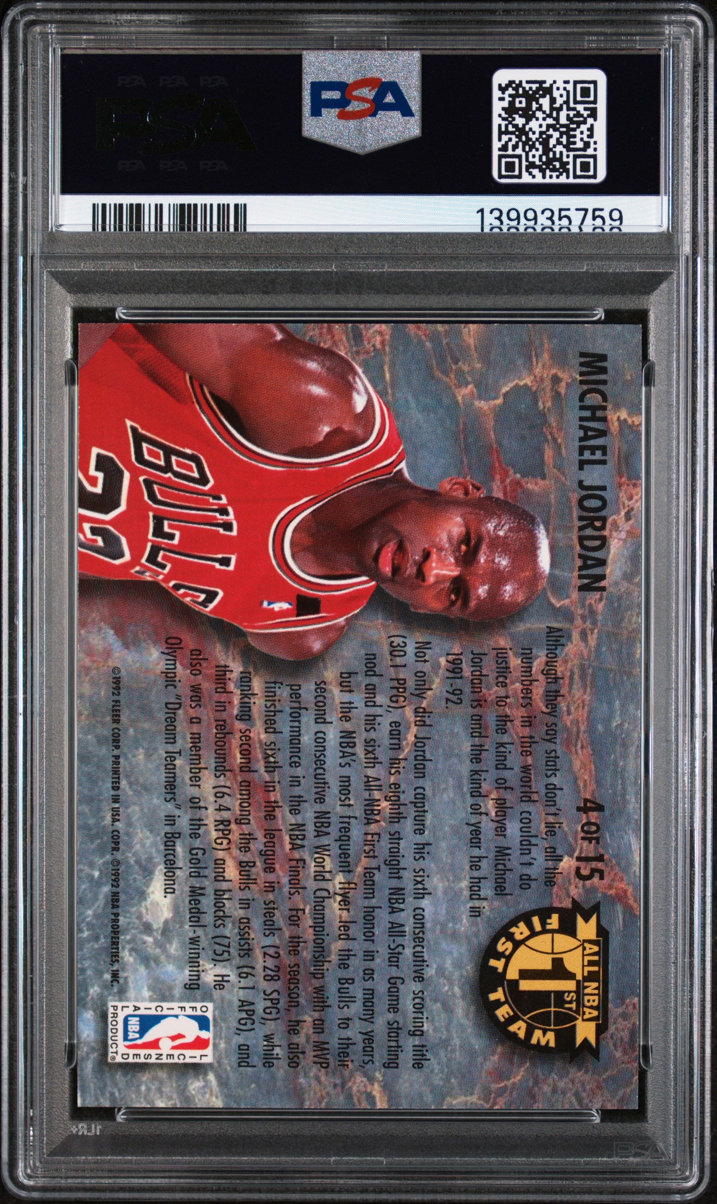 1992 Ultra All-NBA Michael Jordan #4 PSA 9 MINT