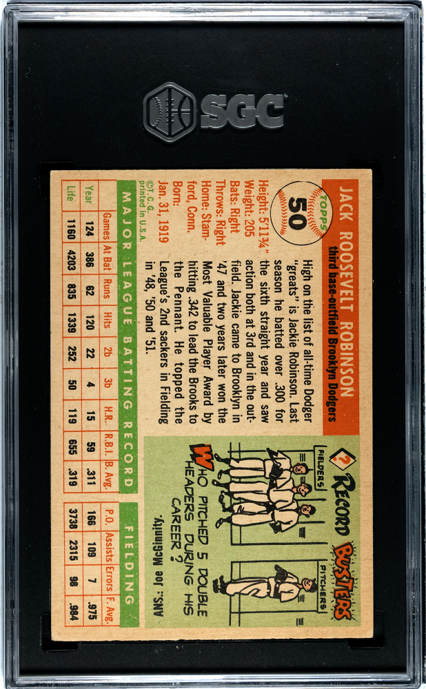 1955 Topps #50 Jackie Robinson SGC 5 EX CENTERED STUNNING