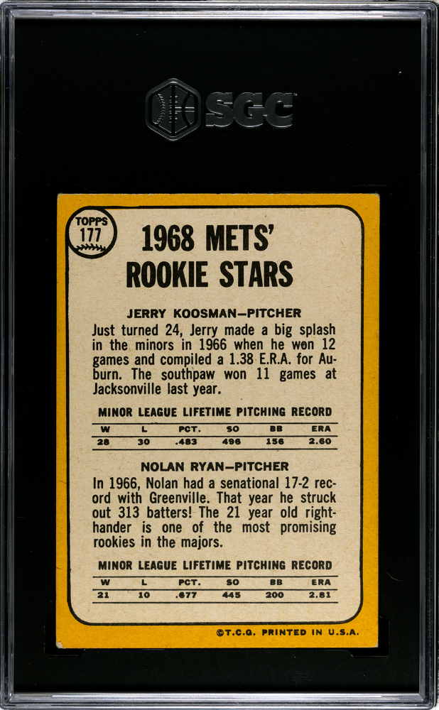 1968 Topps #177 Nolan Ryan RC Rookie SGC 4.5 VG-EX+