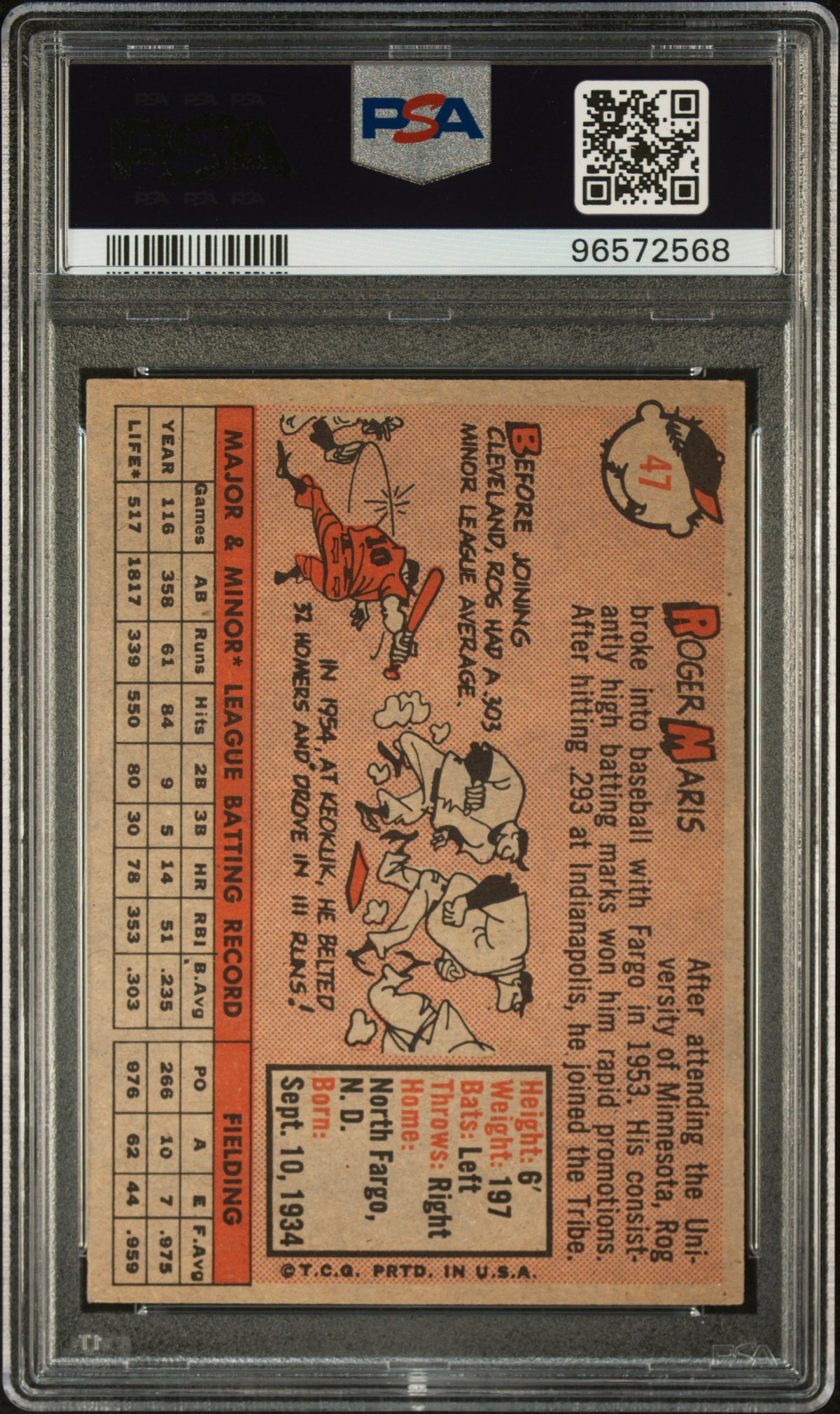 1958 Topps #47 Roger Maris RC Rookie PSA 6.5 EX-MT New Label