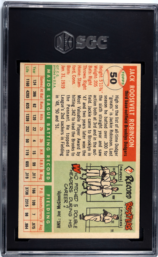 1955 Topps #50 Jackie Robinson PARTIAL DIAMOND SGC 4 VG-EX Nice Color