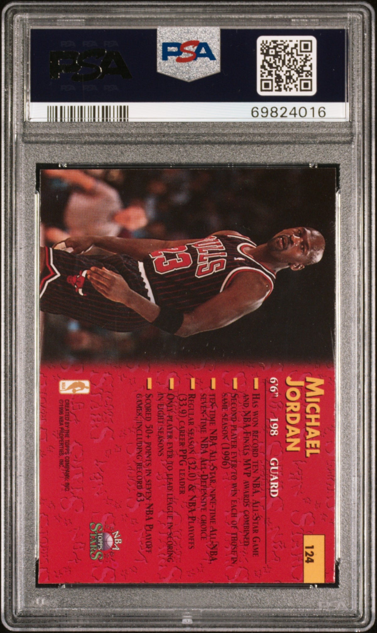 1996 Topps NBA Stars #124 Michael Jordan PSA 9 MINT New Label
