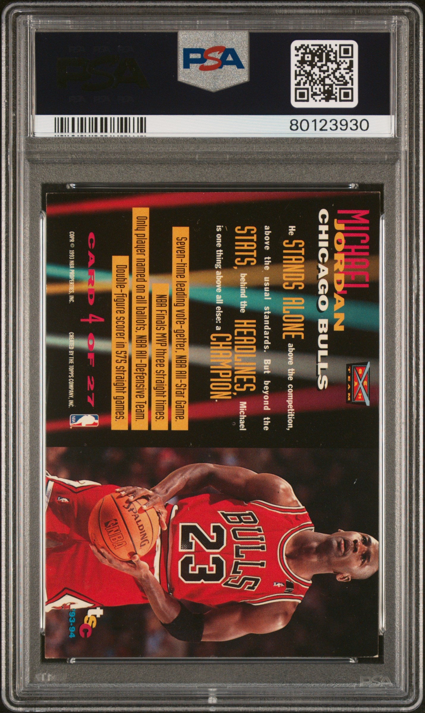 1993 Stadium Club Beam Team #4 Michael Jordan PSA 6 EX-MT New Label