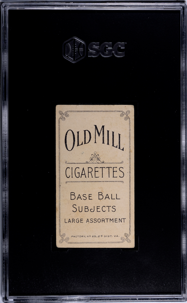 1909 T206 OLD MILL Walter Johnson Hands At Chest SGC 3 VG CREASE FREE