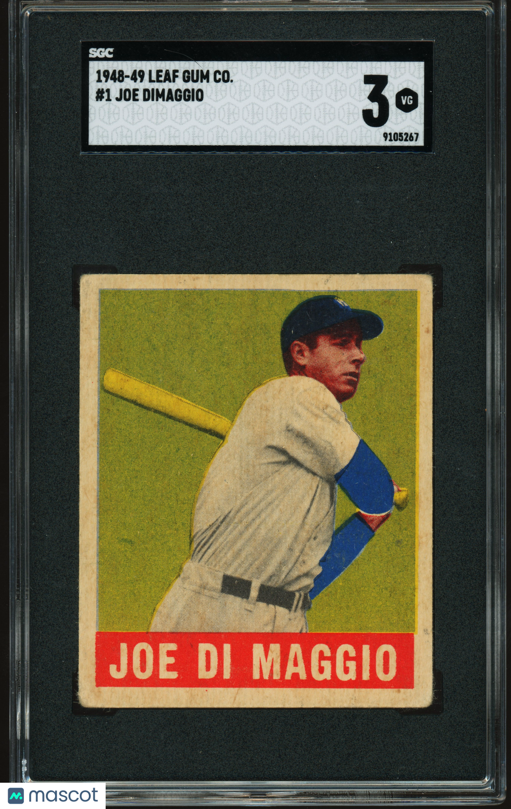 1948 Leaf Gum Co. #1 Joe DiMaggio SGC 3 VG Nice Eye Appeal Well Centered