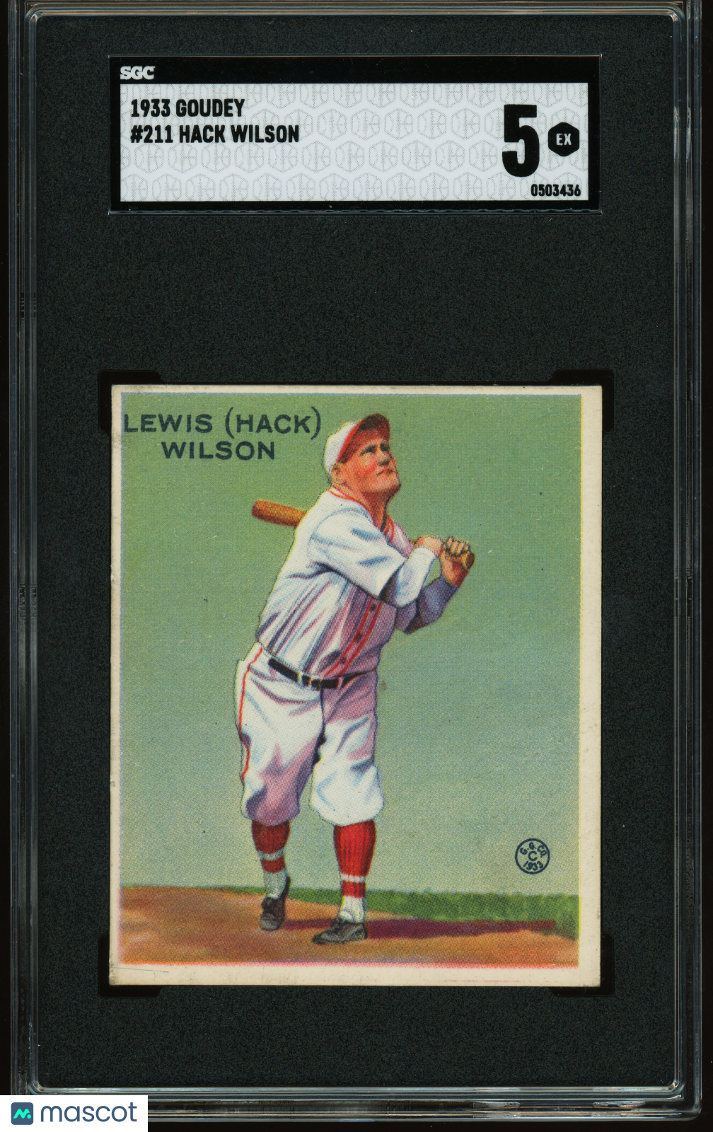 1933 Goudey #211 Hack Wilson SGC 5 EX Sharp + Nice Color