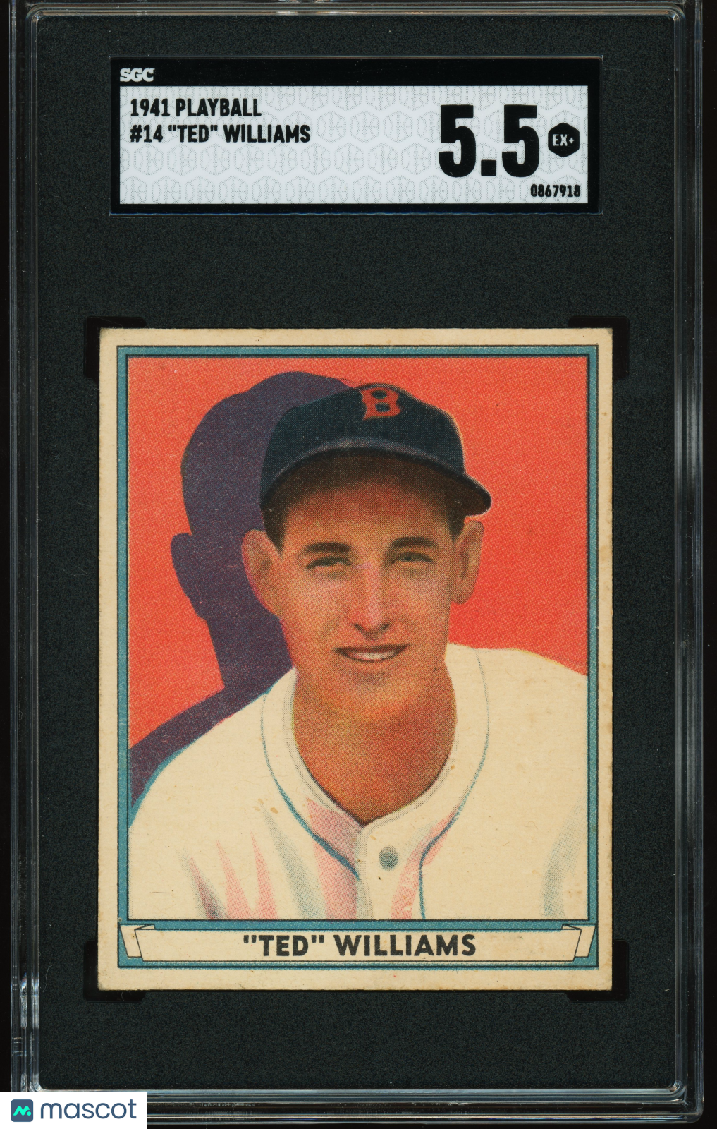 1941 Playball #14 Ted Williams SGC 5.5 EX+ Nice Eye Appeal