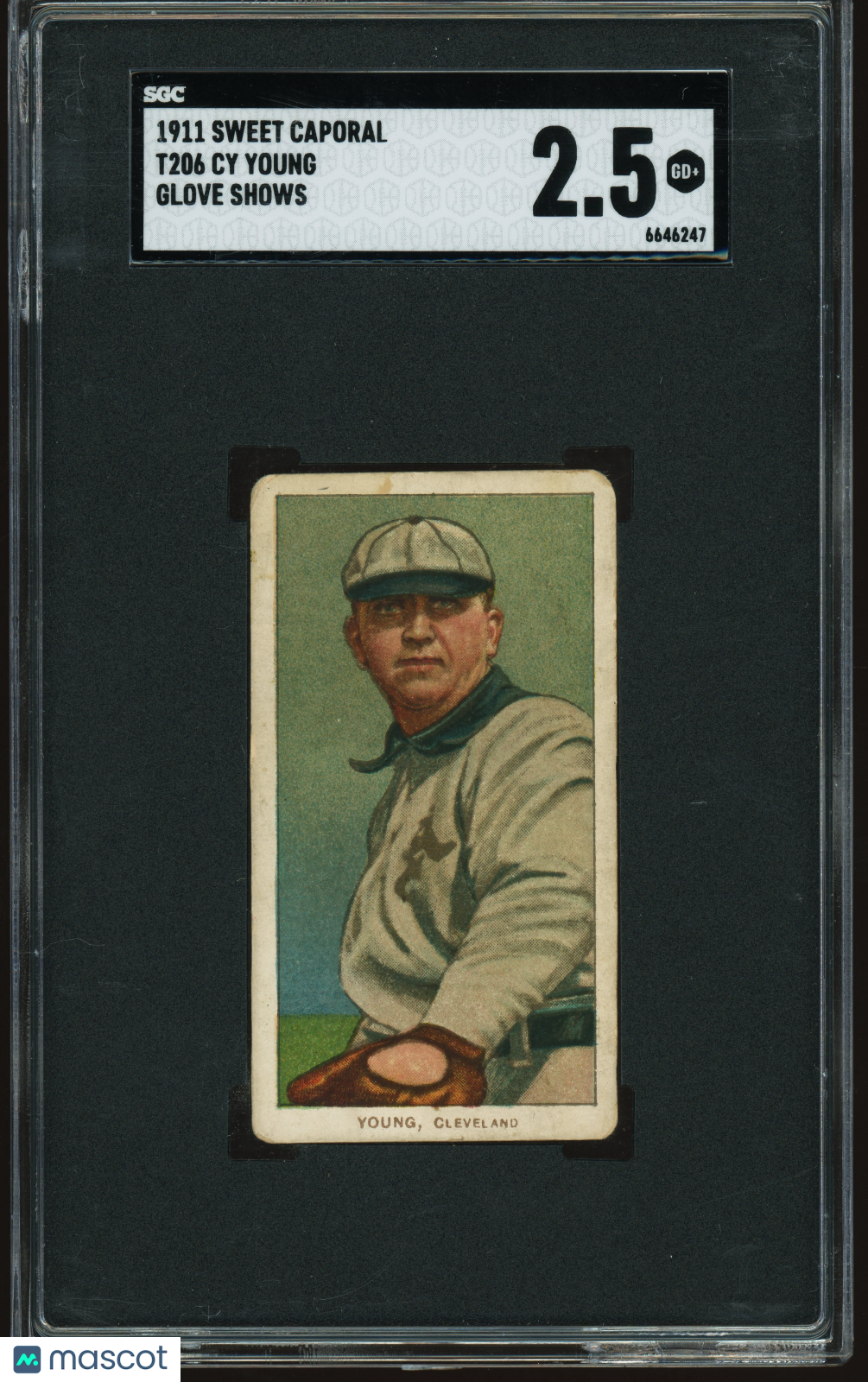 1911 T206 Sweet Caporal 460/25 Cy Young Glove Shows SGC 2.5 GD+ Nice Eye Appeal