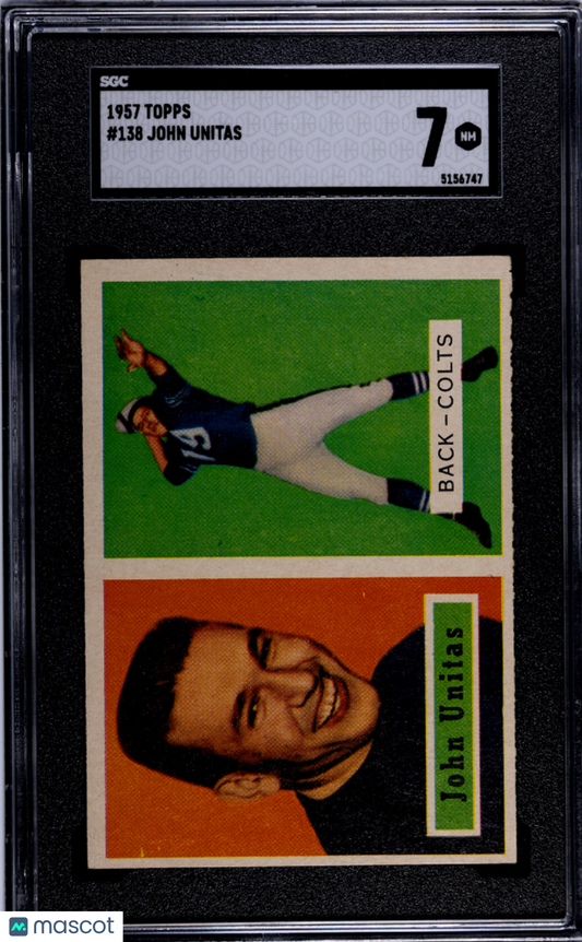 1957 Topps John Johnny Unitas RC Rookie #138 SGC 7 NM Near Mint