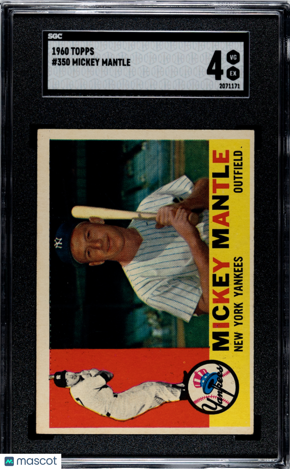 1960 Topps #350 Mickey Mantle SGC 4 VG-EX Nice Color