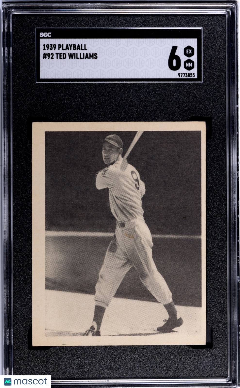 1939 Playball #92 Ted Williams RC Rookie SGC 6 EX-NM Bold Image