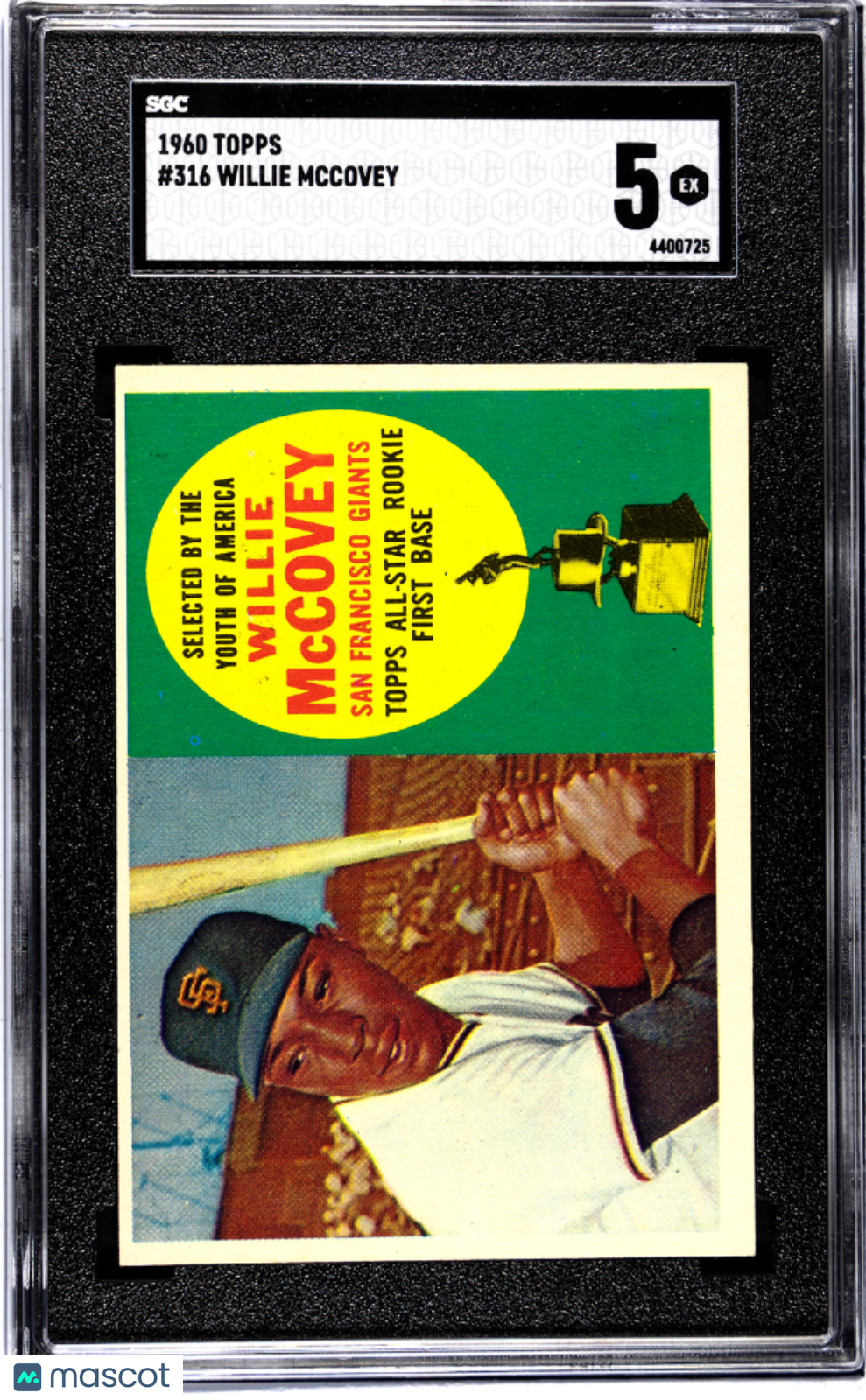 1960 Topps #316 Willie McCovey RC Rookie SGC 5 EX