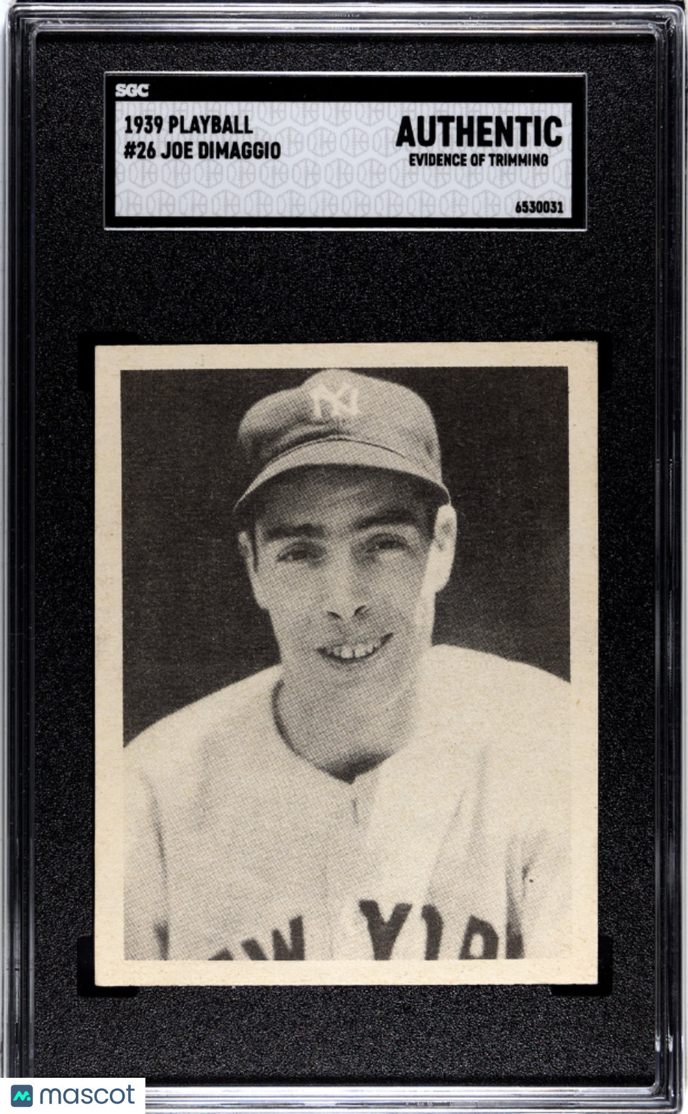 1939 Playball #26 Joe DiMaggio SGC Authentic CREASE FREE STUNNING