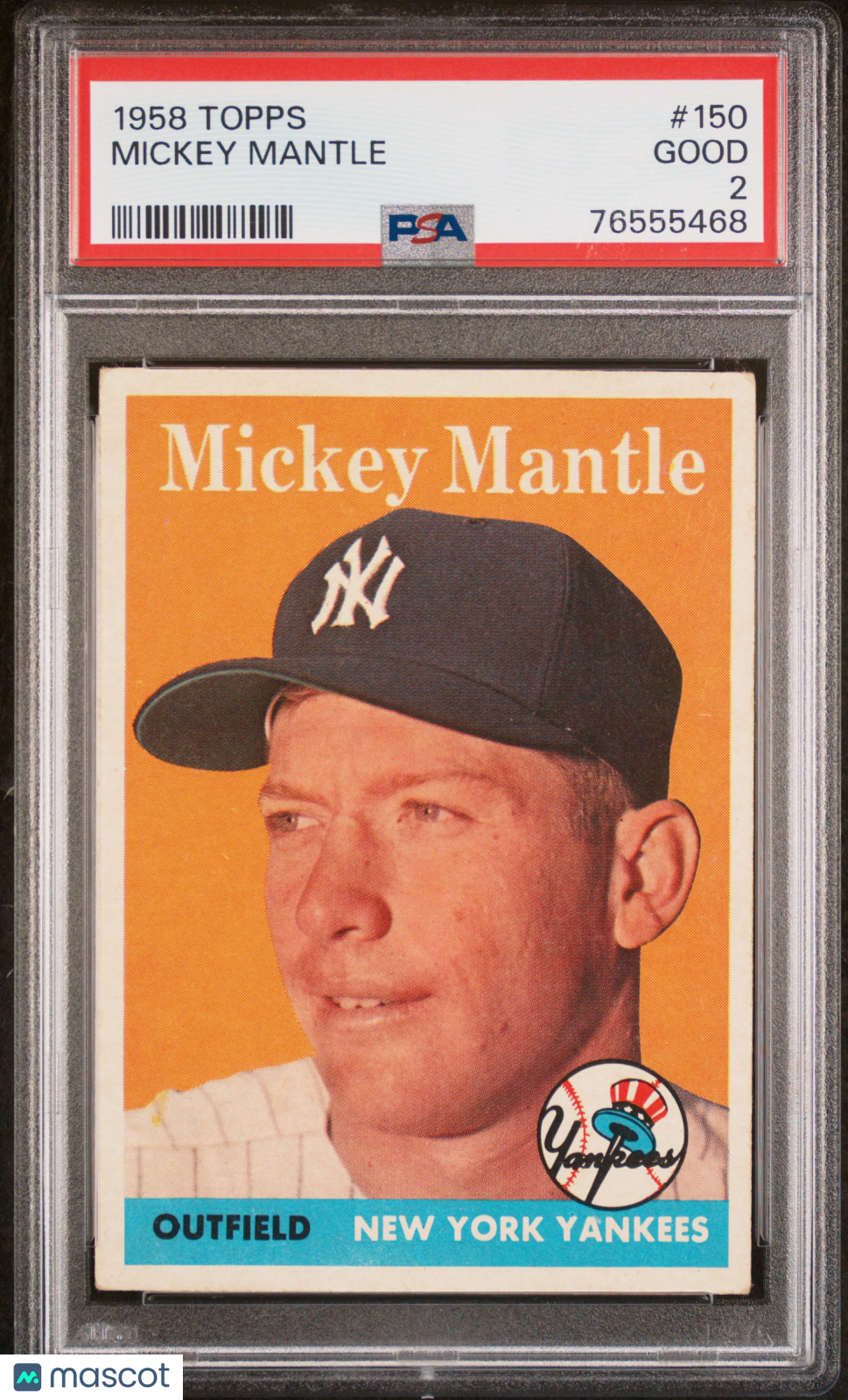 1958 Topps Mickey Mantle #150 PSA 2 GD STUNNING New Label